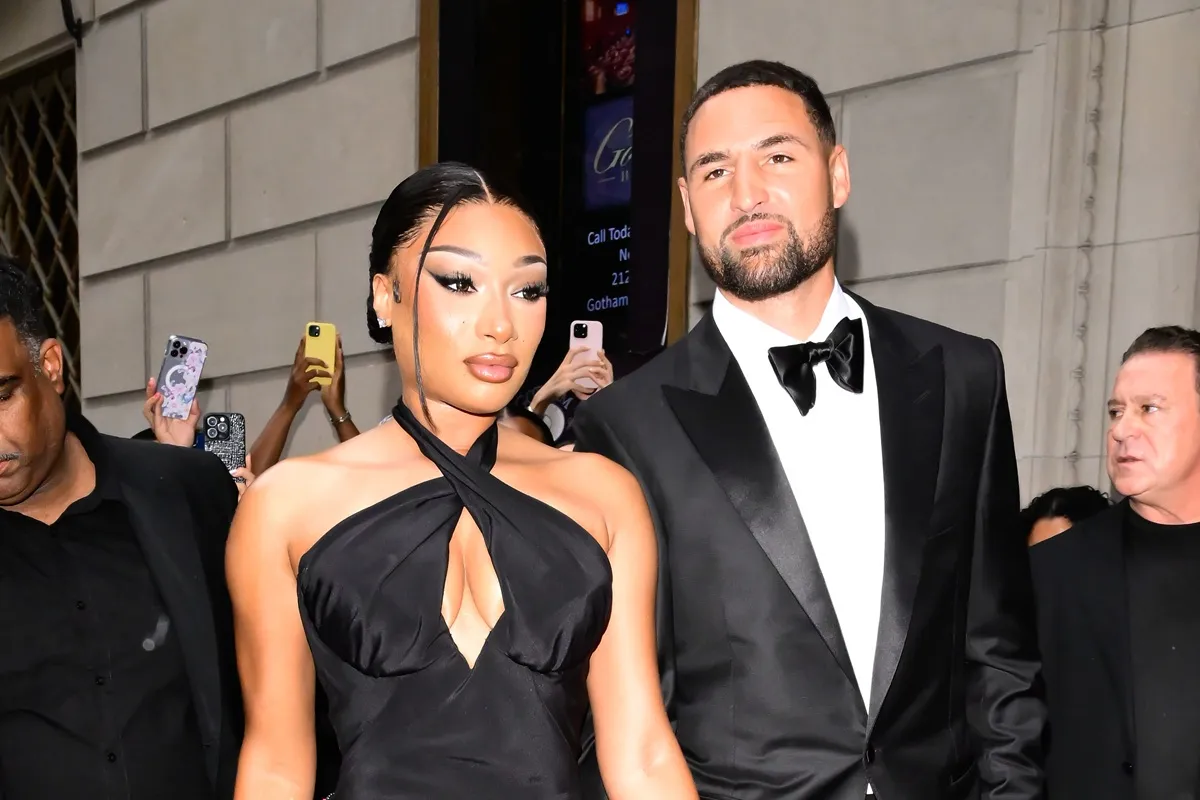 Megan Thee Stallion and Klay Thompson are seen on July 16, 2025 in New York City.