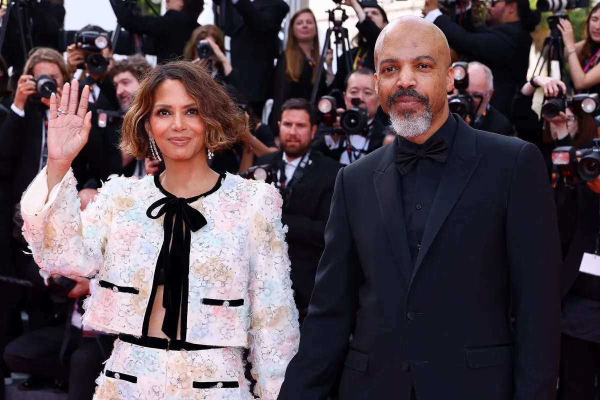 Halle Berry and Van Hunt attend the "The Phoenician Scheme" red carpet at the 78th annual Cannes Film Festival