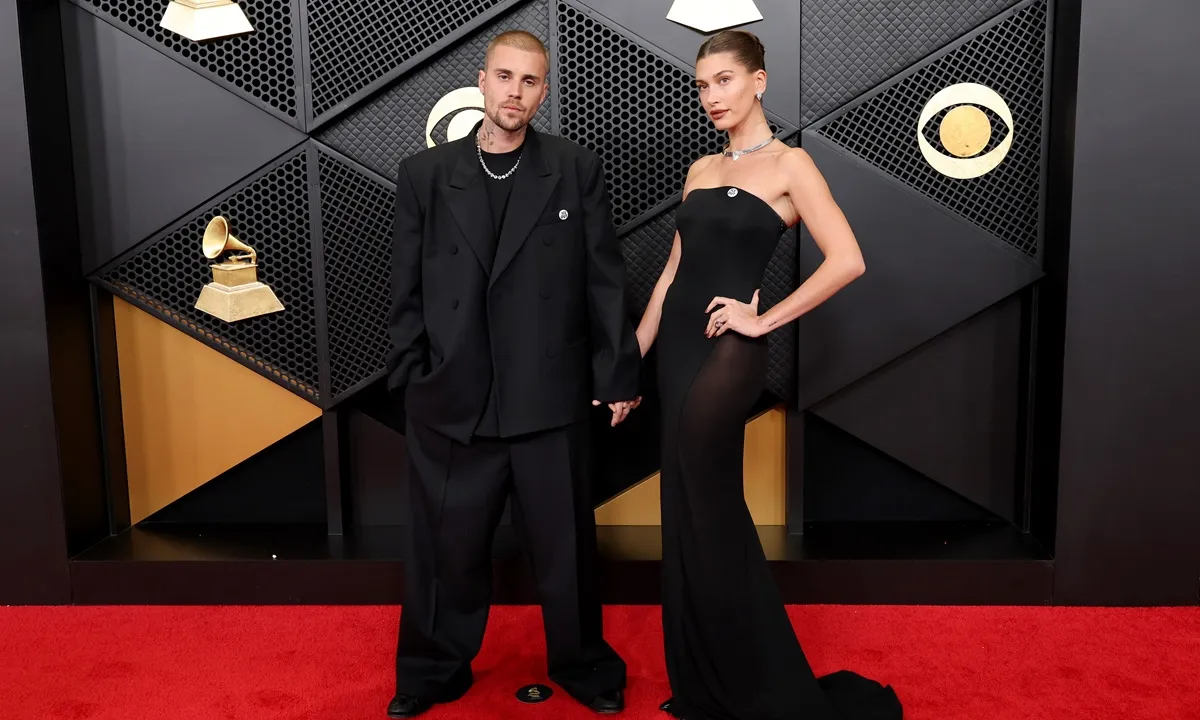 Justin Bieber and Hailey Bieber attend the 68th GRAMMY Awards at Crypto.com Arena