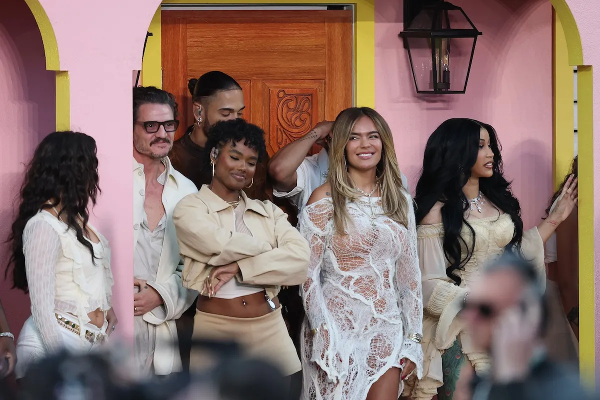 Pedro Pascal, Cardi B and other celebrities onstage at the Super Bowl LX halftime show