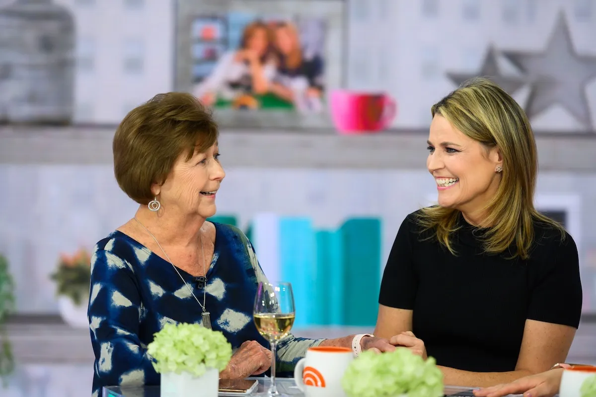Savannah Guthrie and her mom, Nancy, on 'Today.' They're smiling and laughing.