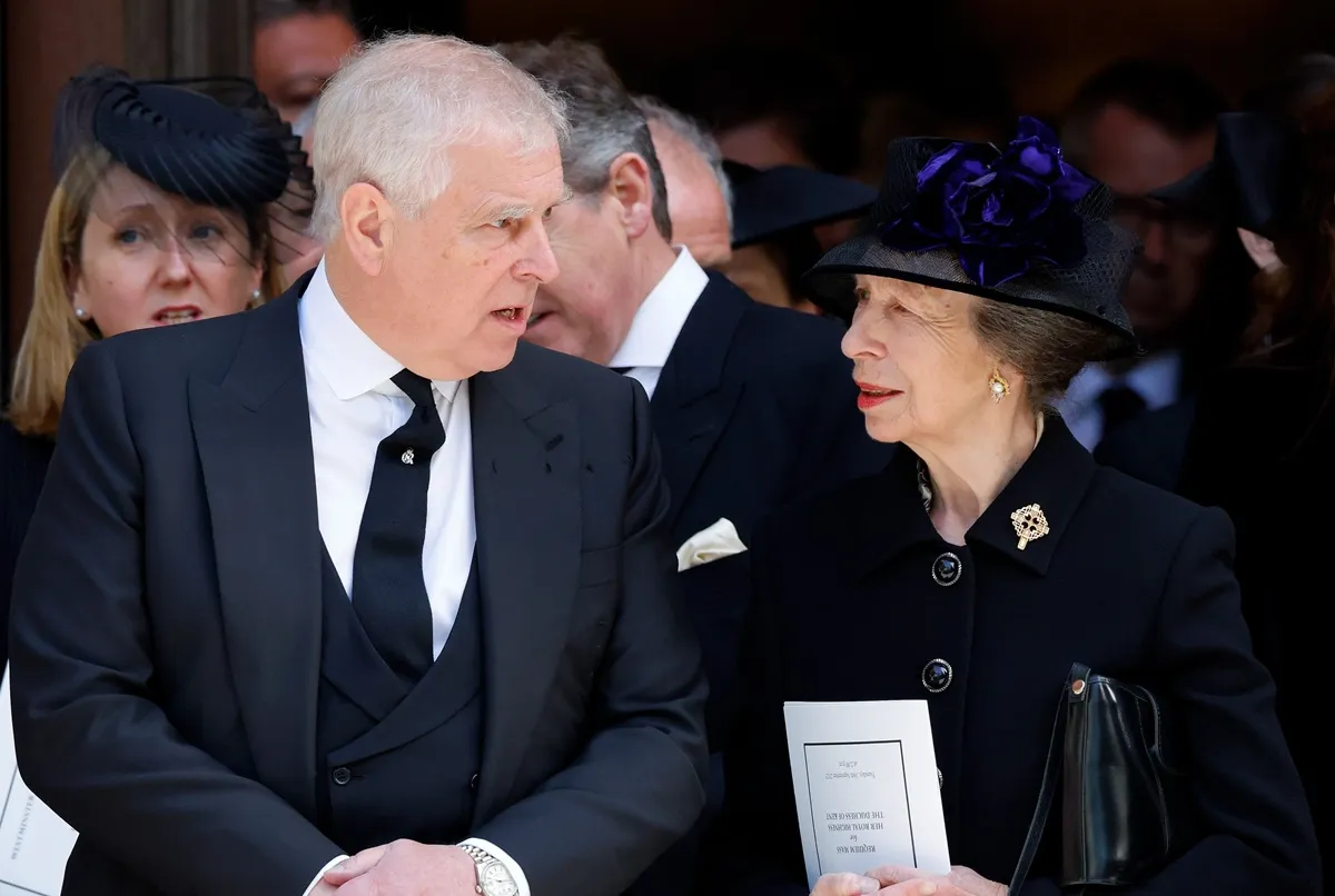 Andrew Mountbatten-Windsor and Princess Anne attend Katharine, Duchess of Kent's Requiem Mass service at Westminster Cathedral