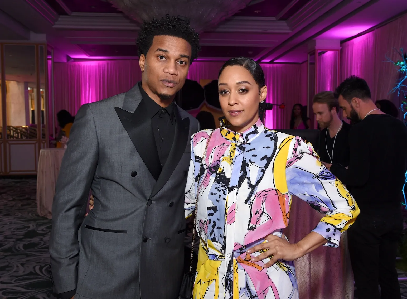 Cory Hardrict and Tia Mowry posing together at a luncheon in Los Angeles in 2020