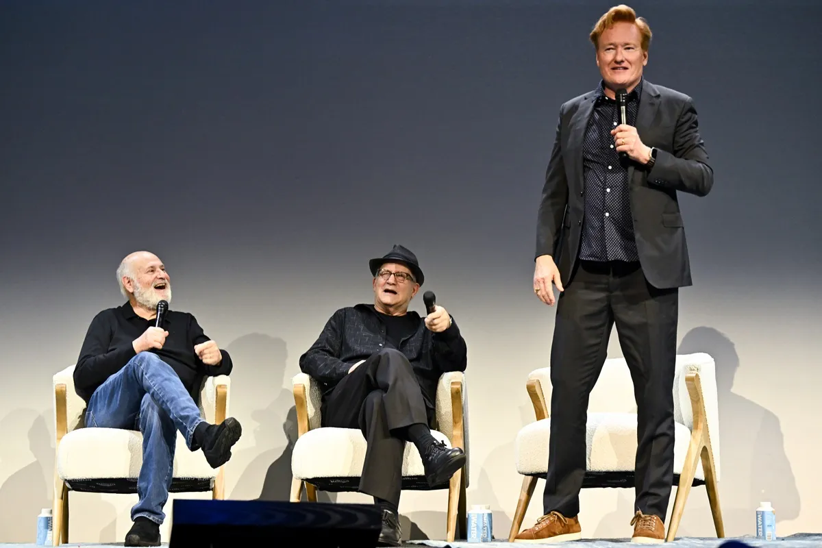 Rob Reiner, Albert Brooks and Conan O'Brien at the HBO | Max Emmy Nominee Celebration Panel for "Albert Brooks: Defending My Life + Conan O'Brien Must Go" held at NYA East on August 11, 2024