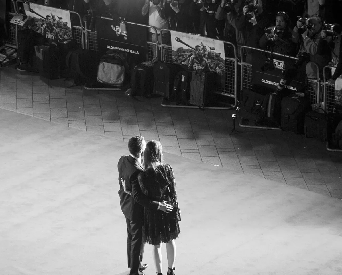 Mia Goth and Shia LeBeouf attends the gala premiere of Fury as part of The 58th London Film Festival on October 19, 2014 in London, England