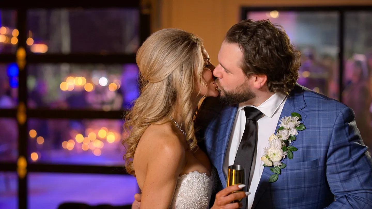 'Love Is Blind' Season 10 couple Amber Morrison, Jordan Faeth kissing on their wedding day