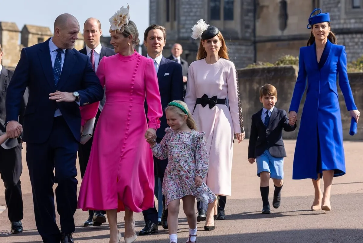 Members of the royal family including Mike Tindall, Zara Tindall, and Prince William attend the Easter Sunday church service at St George's Chapel