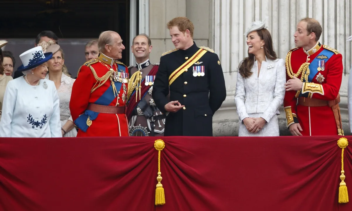 Members of the royal family watching a fly-past from the balcony of Buckingham Palace during Trooping the Colour