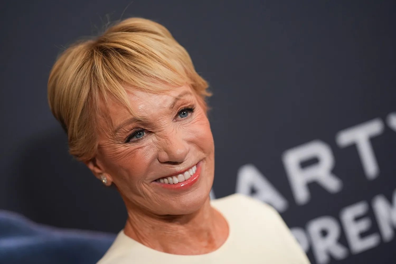 A close-up of Barbara Corcoran at the 'Marty Supreme' premiere in 2025