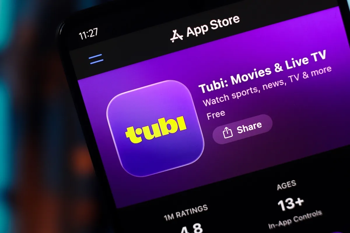 iPhone showing Tubi app download page