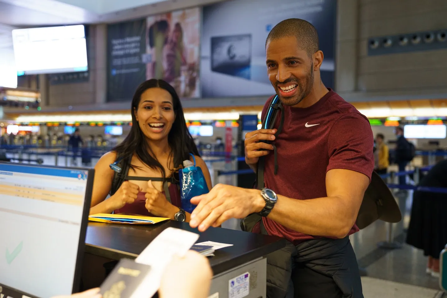 'The Amazing Race' Season 37 cast members Ana and Jonathan Towns during a challenge