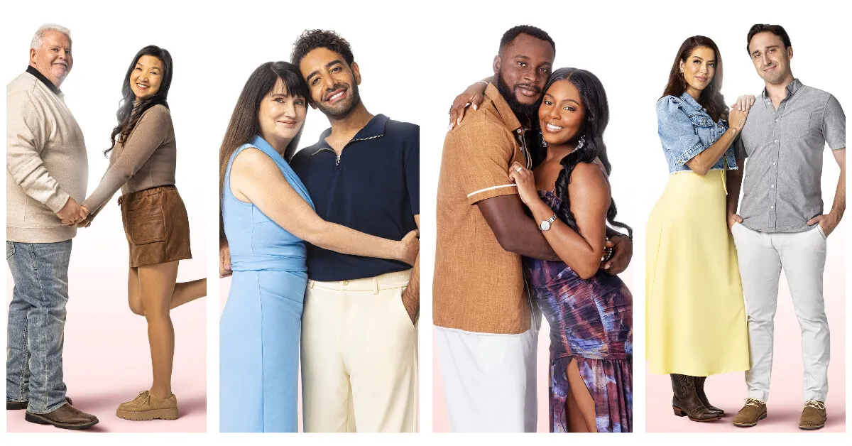 Portraits of four different 90 Day Fiance Season 12 couples on a white background