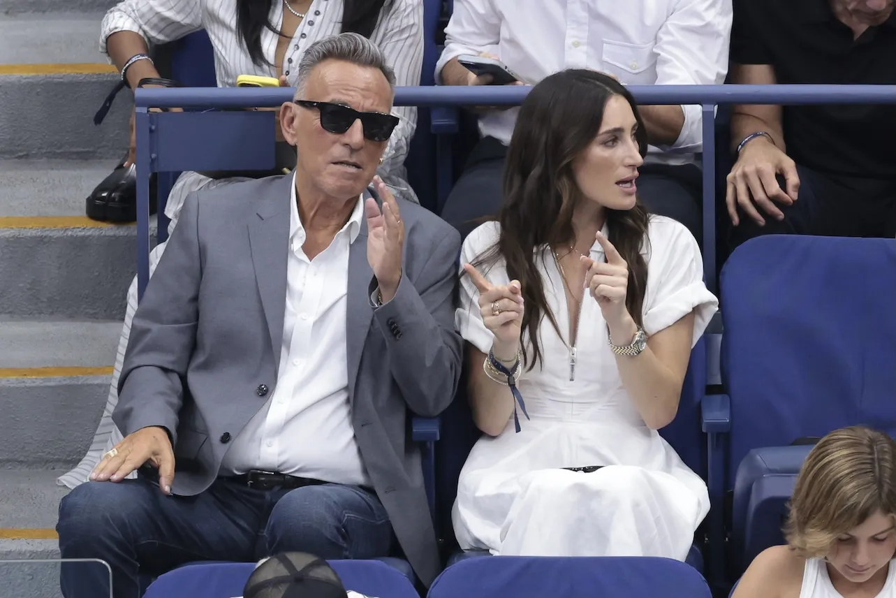 Bruce Springsteen and Jessica Springsteen sitting next to each other at the US Open Tennis Championships in 2025