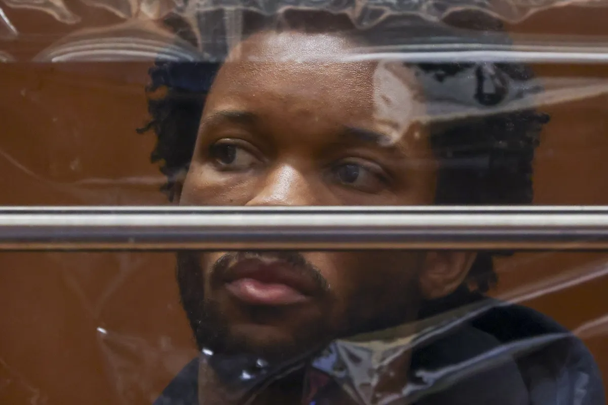 D4vd behind plexiglass in court in Los Angeles