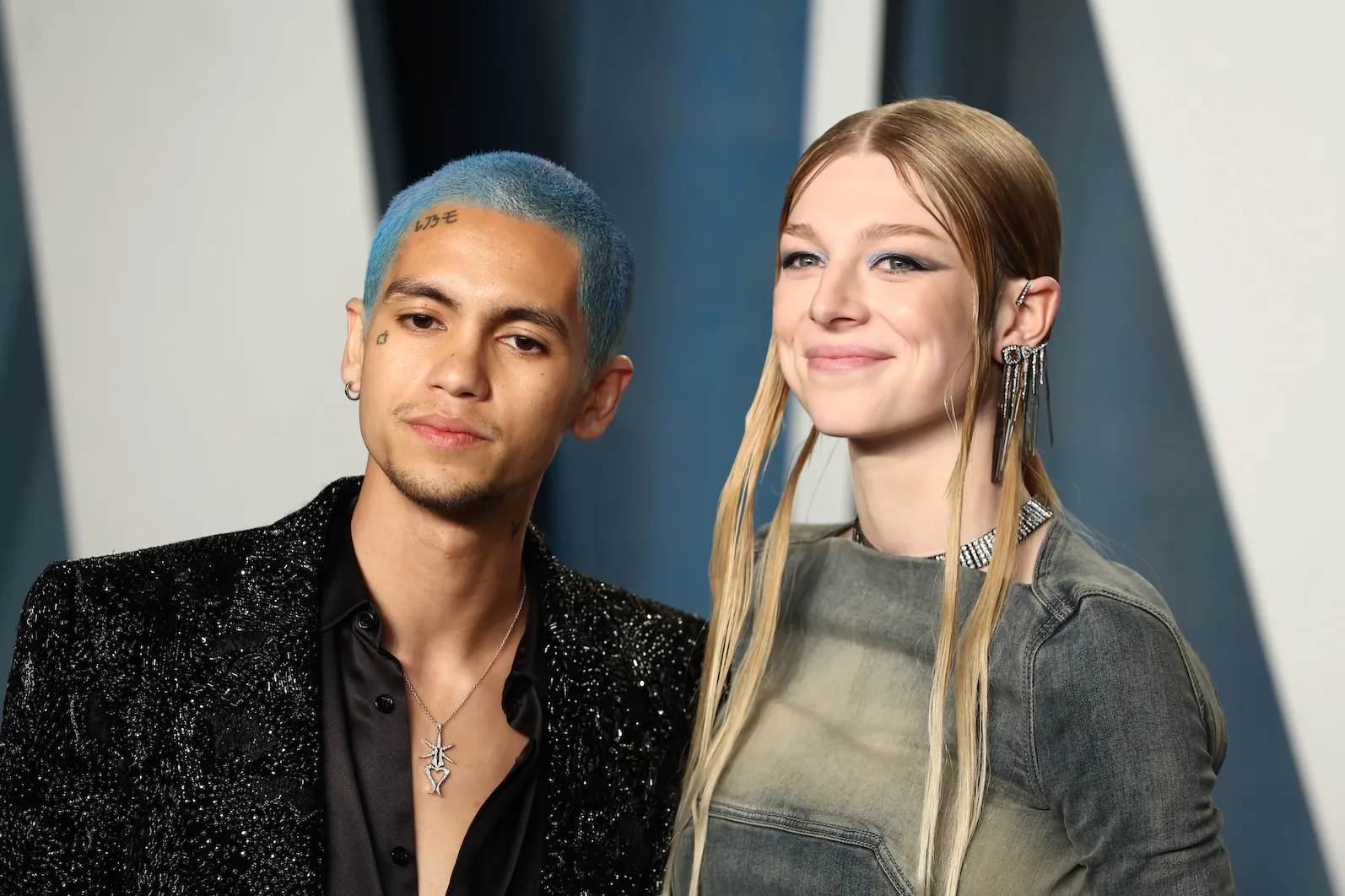 Dominic Fike and Hunter Schafer posing together in 2022