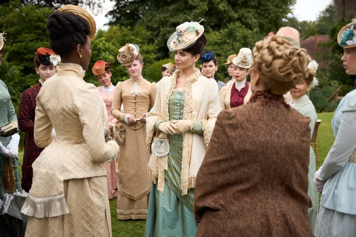 Frances (Tuppence Middleton) at a garden party in 'The Forsytes'
