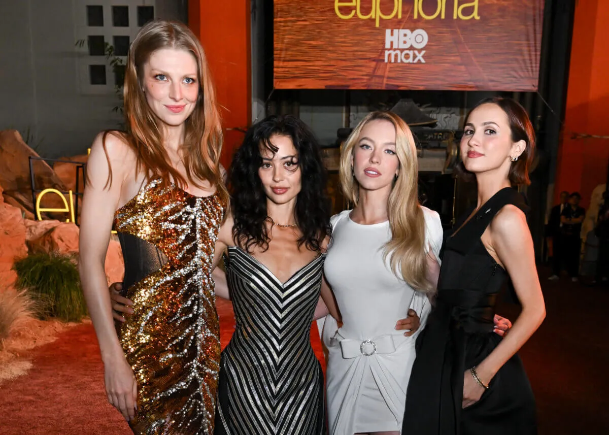 'Euphoria' stars Hunter Schafer, Alexa Demie, Sydney Sweeney, and Maude Apatow stand together.