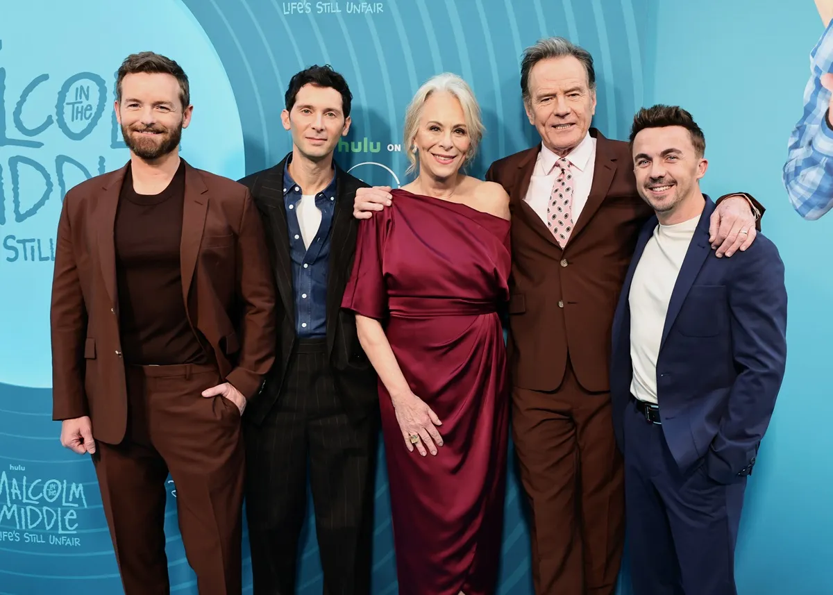 Christopher Masterson, Justin Berfield, Jane Kaczmarek, Bryan Cranston and Frankie Muniz attend Hulu's "Malcolm in The Middle: Life's Still Unfair" New York Premiere at DGA Theater on April 07, 2026; Erik Per Sullivan declined the chance to reprise his role as Dewey.