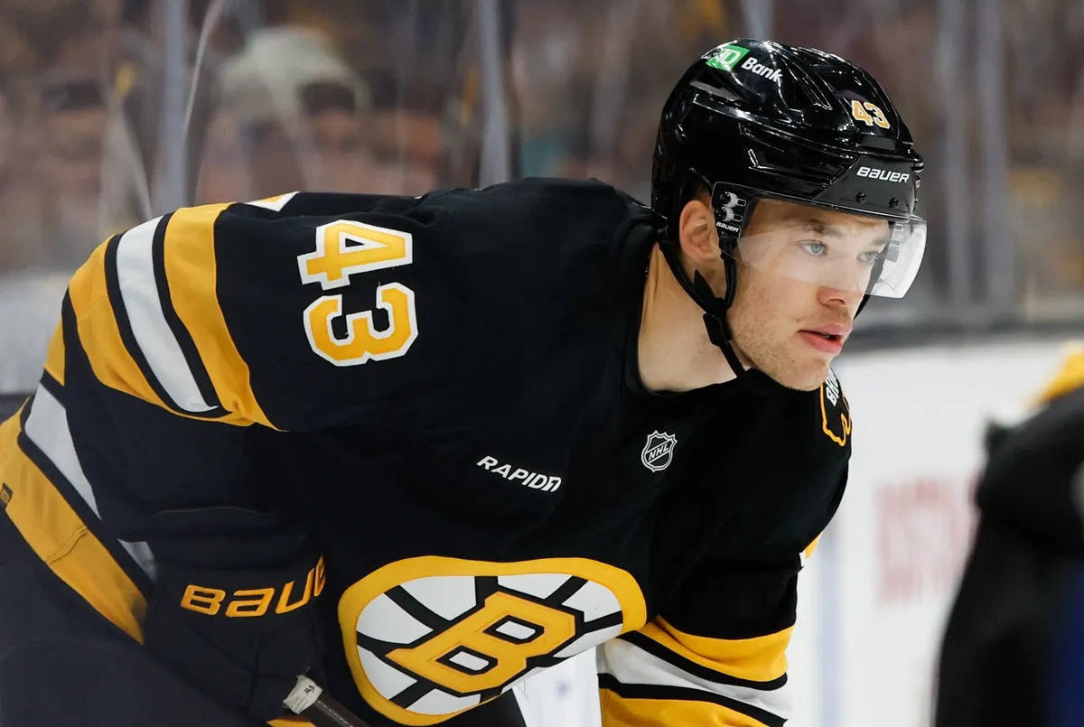 Jordan Harris of the Boston Bruins skates against the Tampa Bay Lightning during the third period at the TD Garden