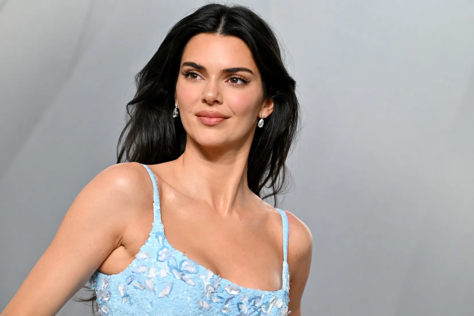 Kendall Jenner in a blue dress in 2026