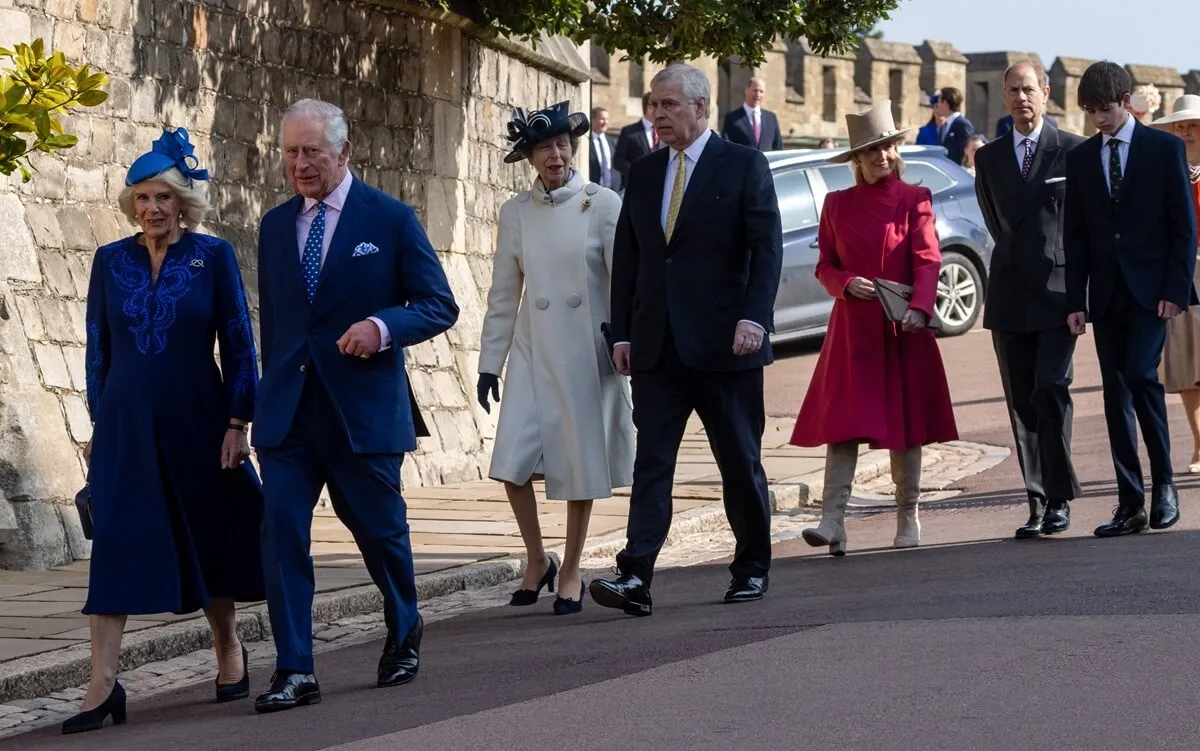 King Charles, Prince Andrew, Prince Edward, Sophiem and other members of the royal family attend the Easter church service at St George's Chapel in Windsor Castle