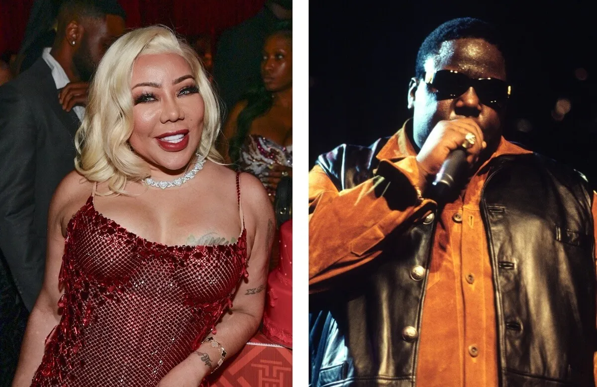 (L) Tameka 'Tiny' Harris' RED HOT Fifty Birthday Celebration, (R) Notorious B.I.G. aka Biggie performing in stage in New York City