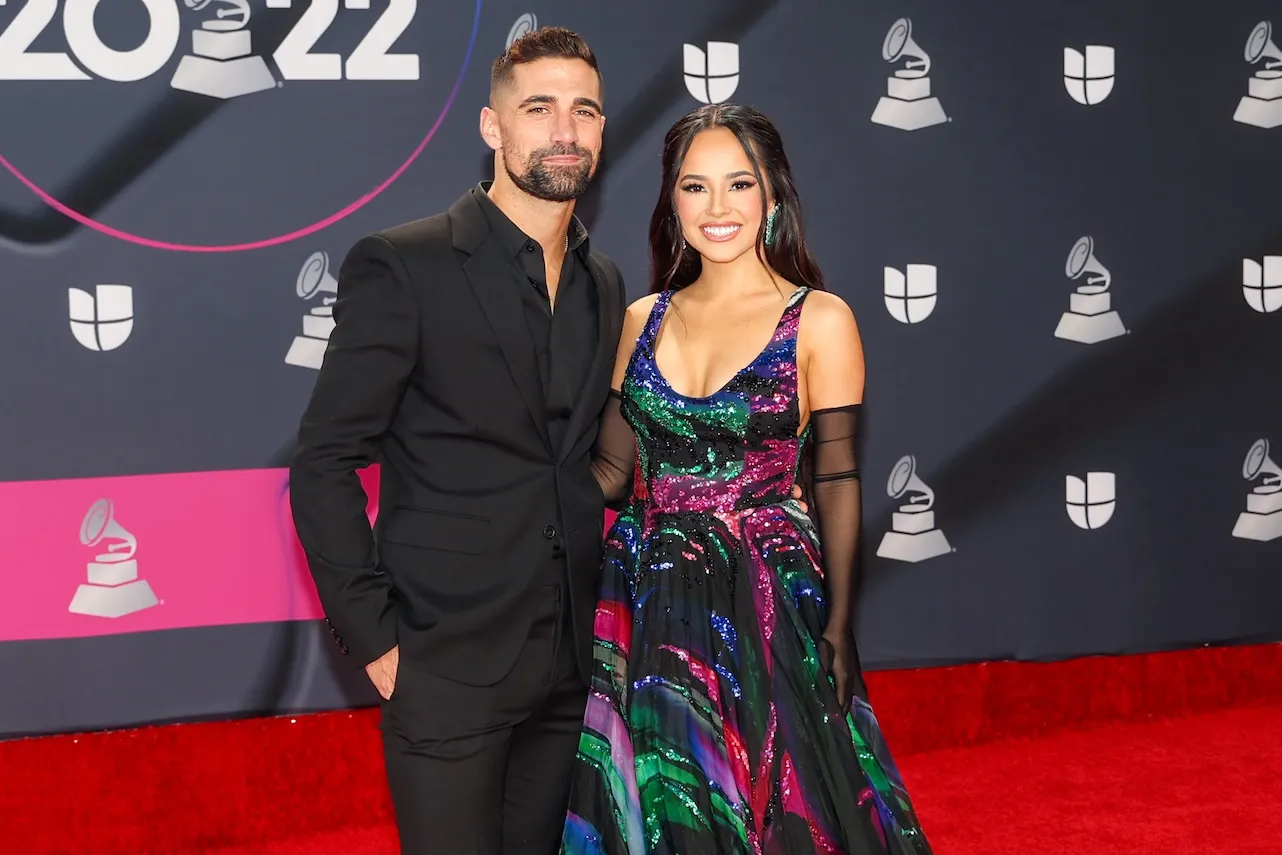 Sebastian Lletget (L) and Becky G on the red carpet