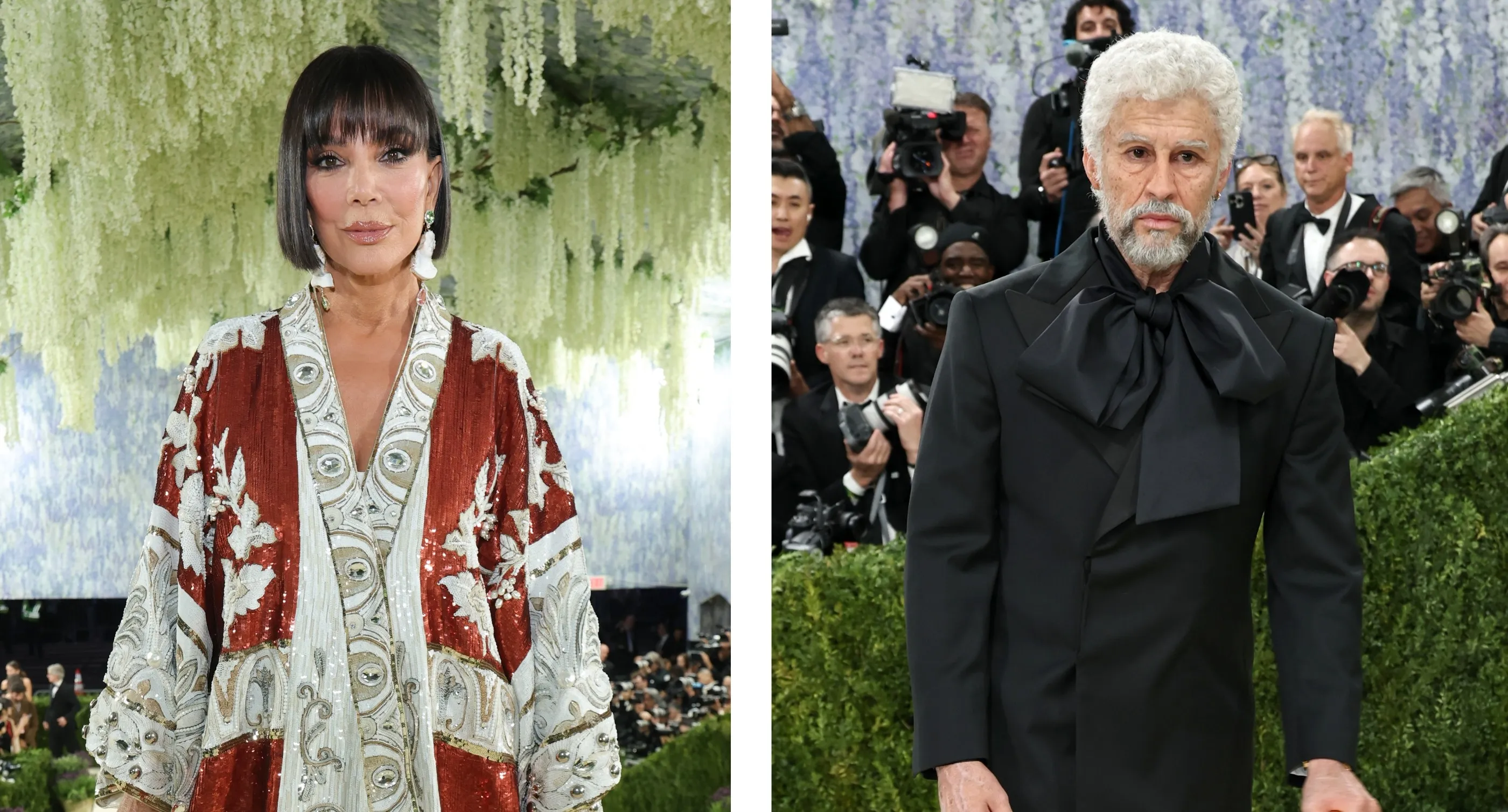(L) Kris Jenner attends the 2026 Met Gala, (R) Bad Bunny attends the 2026 Met Gala