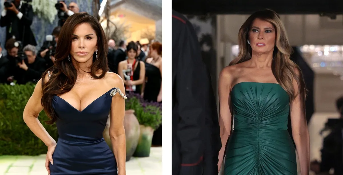 (L) Lauren Sanchez Bezos at the 2026 Met Gala, (R) First lady Melania Trump prepares to greet Crown Prince and Prime Minister Mohammed bin Salman of Saudi Arabia