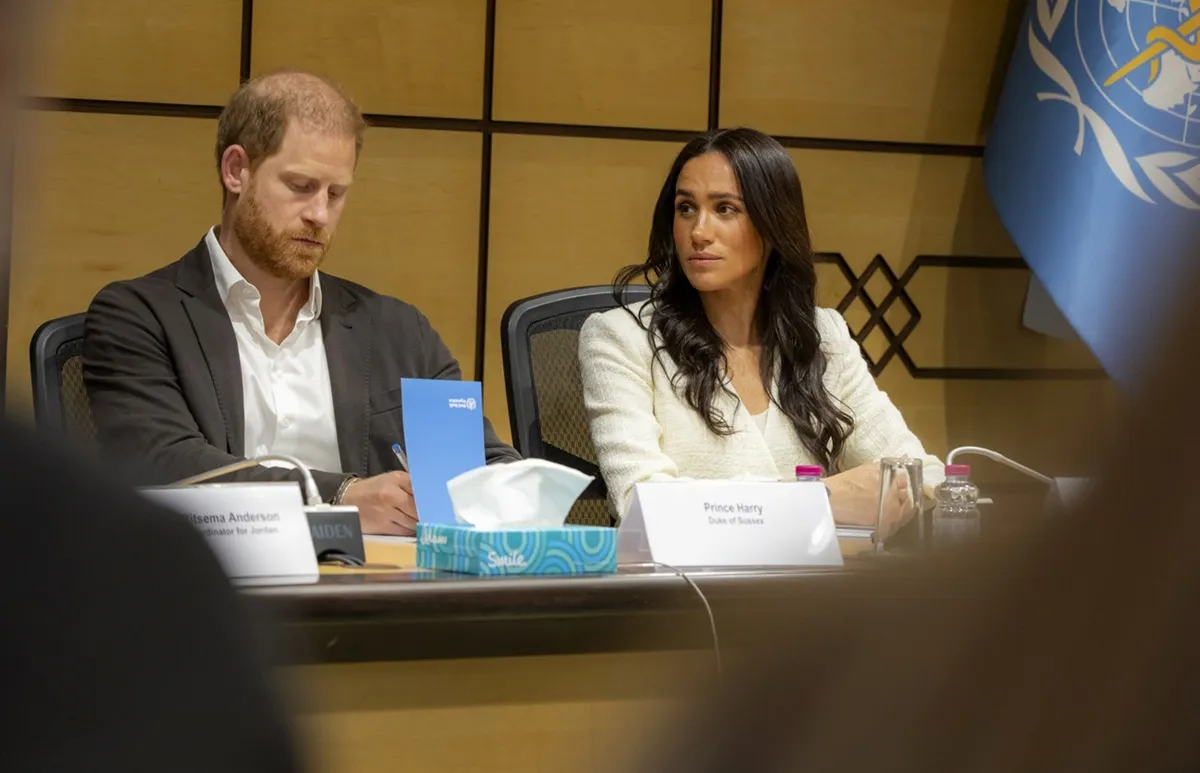 Prince Harry and Meghan Markle attend a World Health Organization roundtable in Jordan