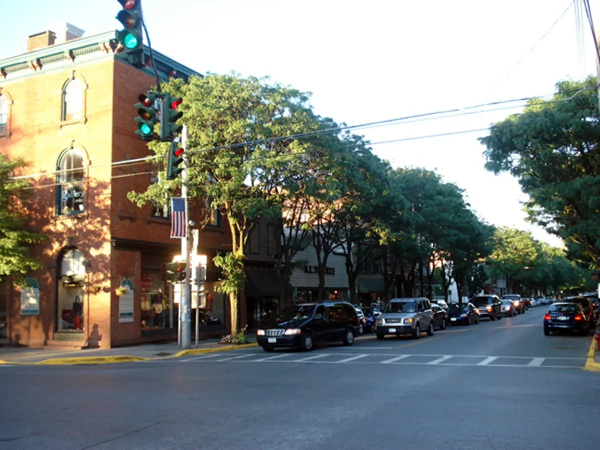 A panoramic view of downtown Rhinebeck,NY, where Hilarie Burton currently lives.