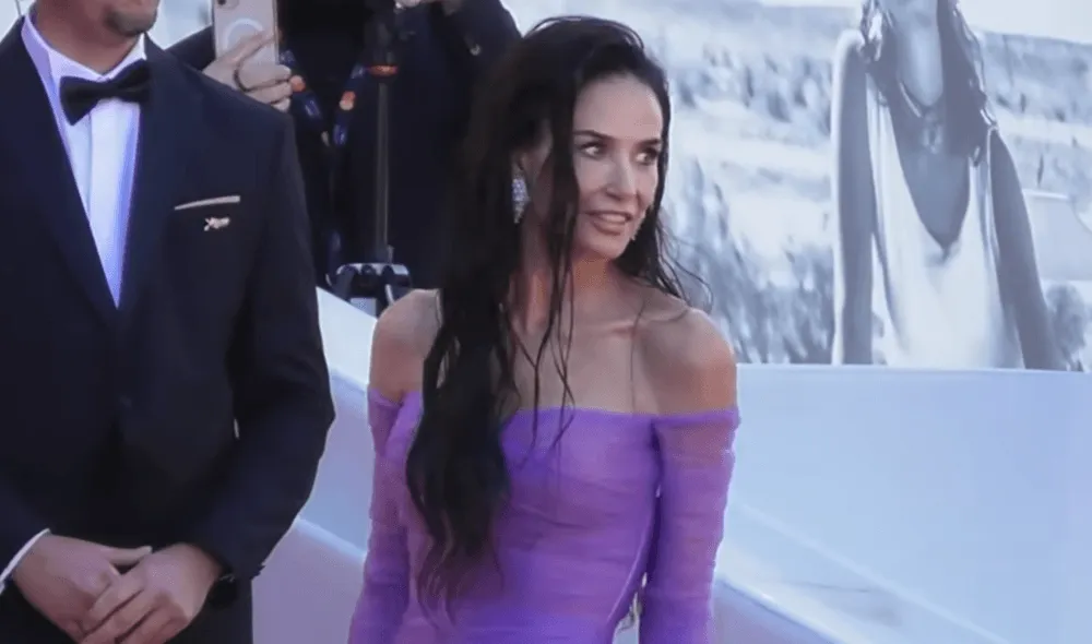 Screenshot of Demi Moore on the red carpet at 2026 Cannes Film Festival