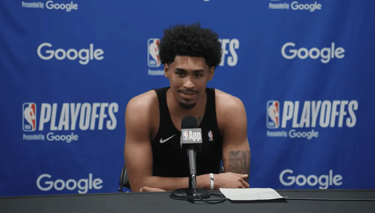 Screenshot of Dylan Harper's post-game press conference