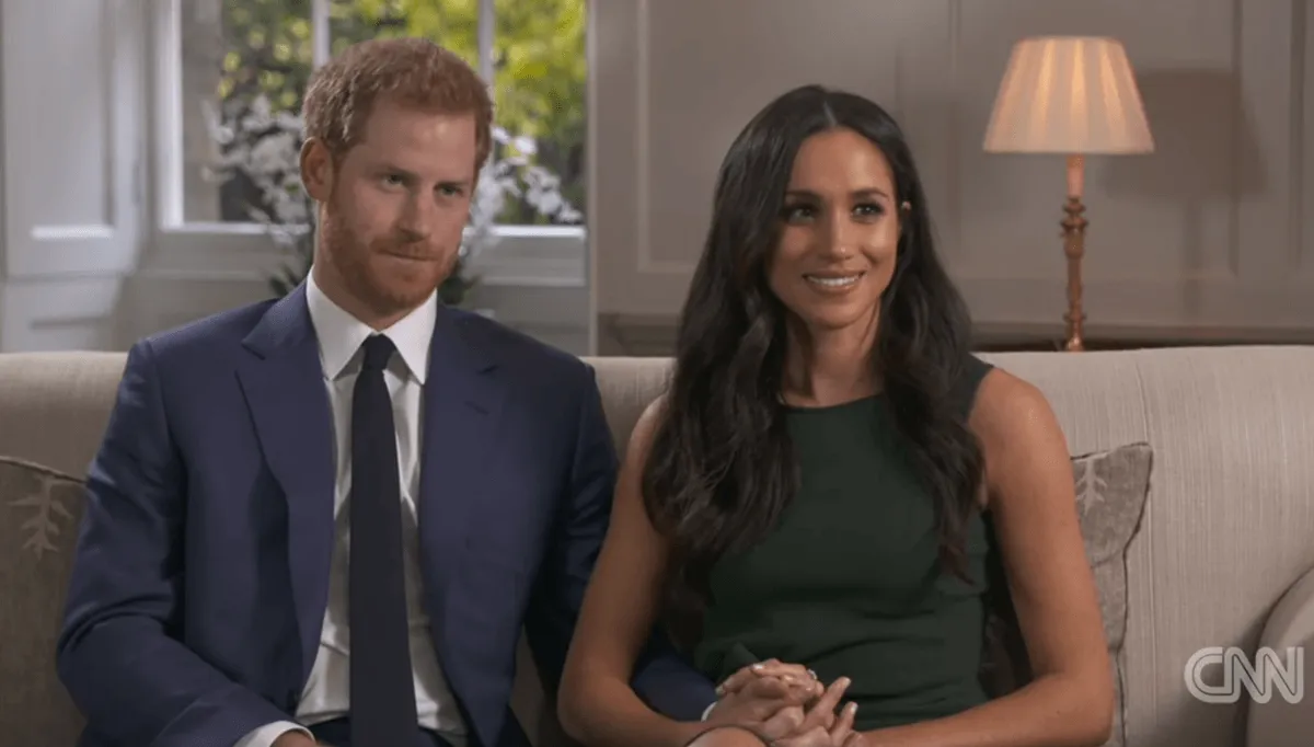 Screenshot from Prince Harry and Meghan Markle's post-engagement interview