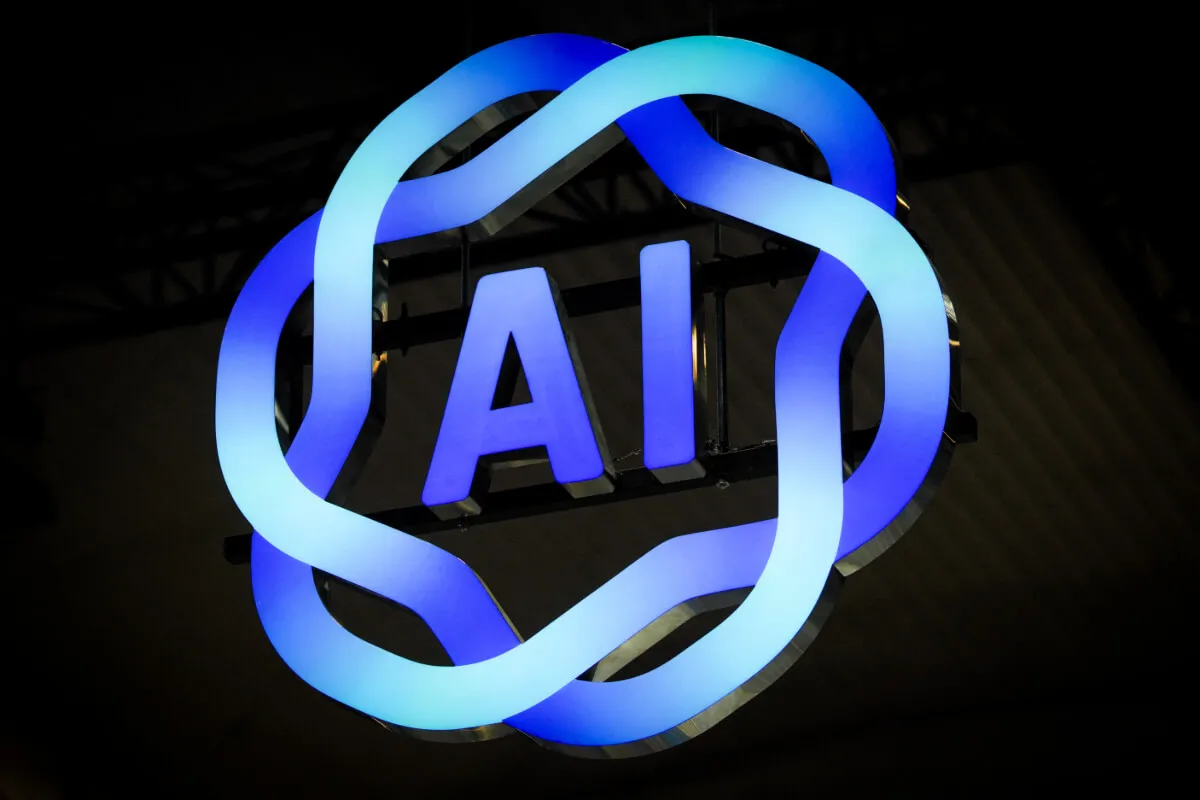 The blue letters "AI" are between two wavy circles.