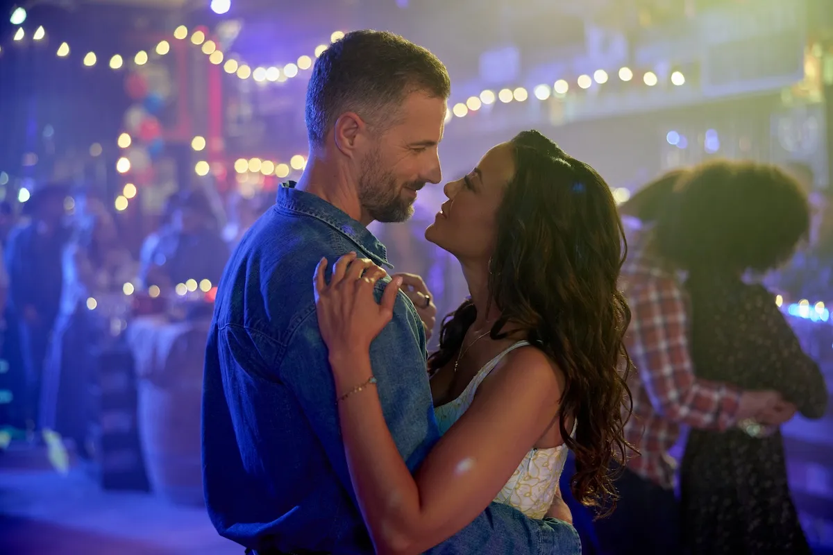 Man and woman looking into each other's eye as they dance in 'Texas Two-Step'