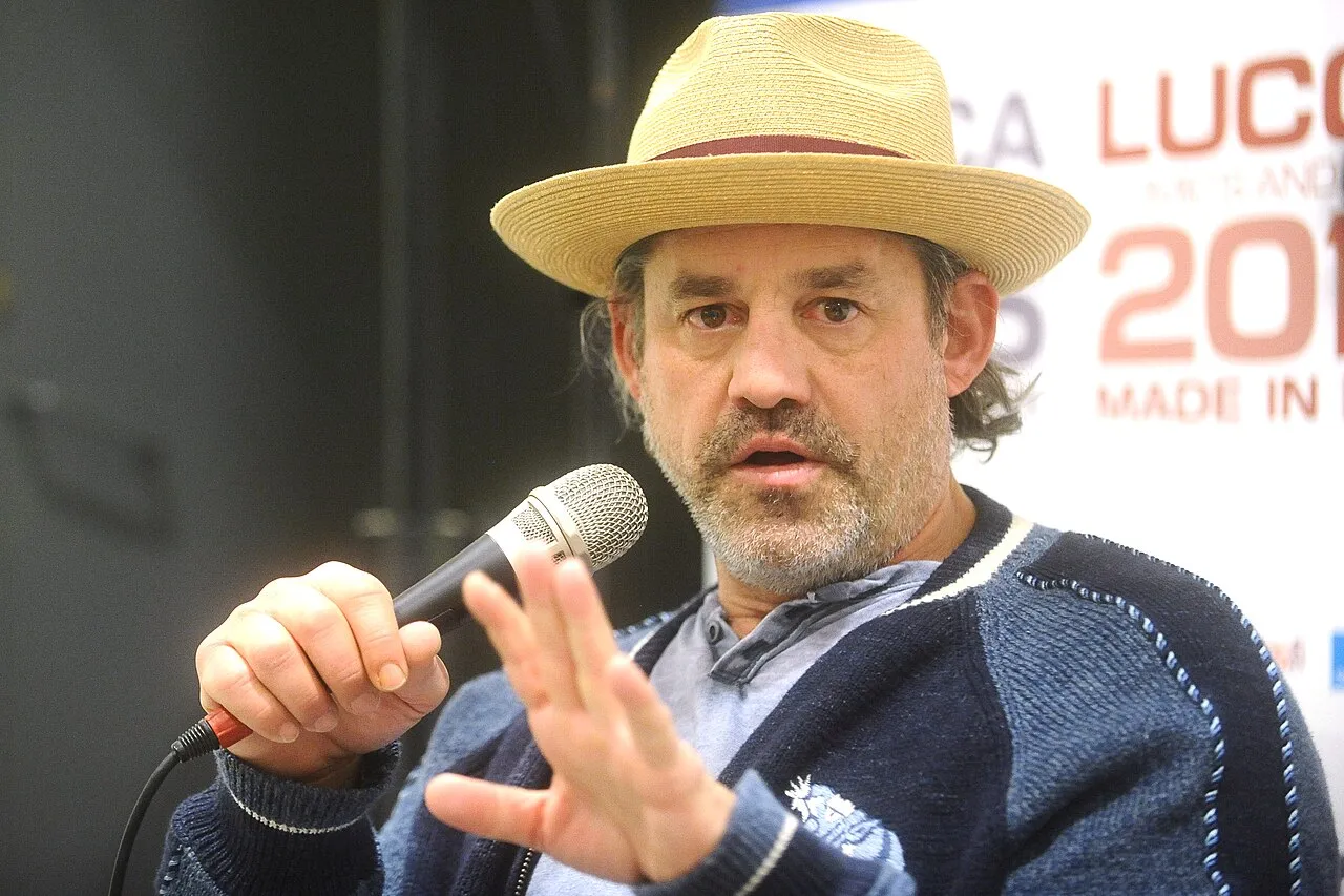 Nicholas Brendon speaks on stage in 2018