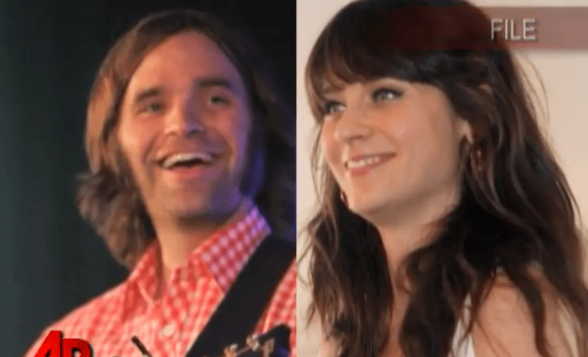 Side by side photos of Ben Gibbard and Zooey Deschanel
