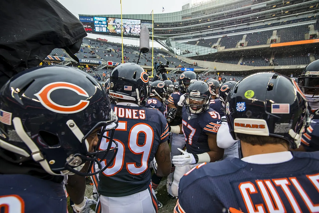 Chicago Bears players at Soldier Field
