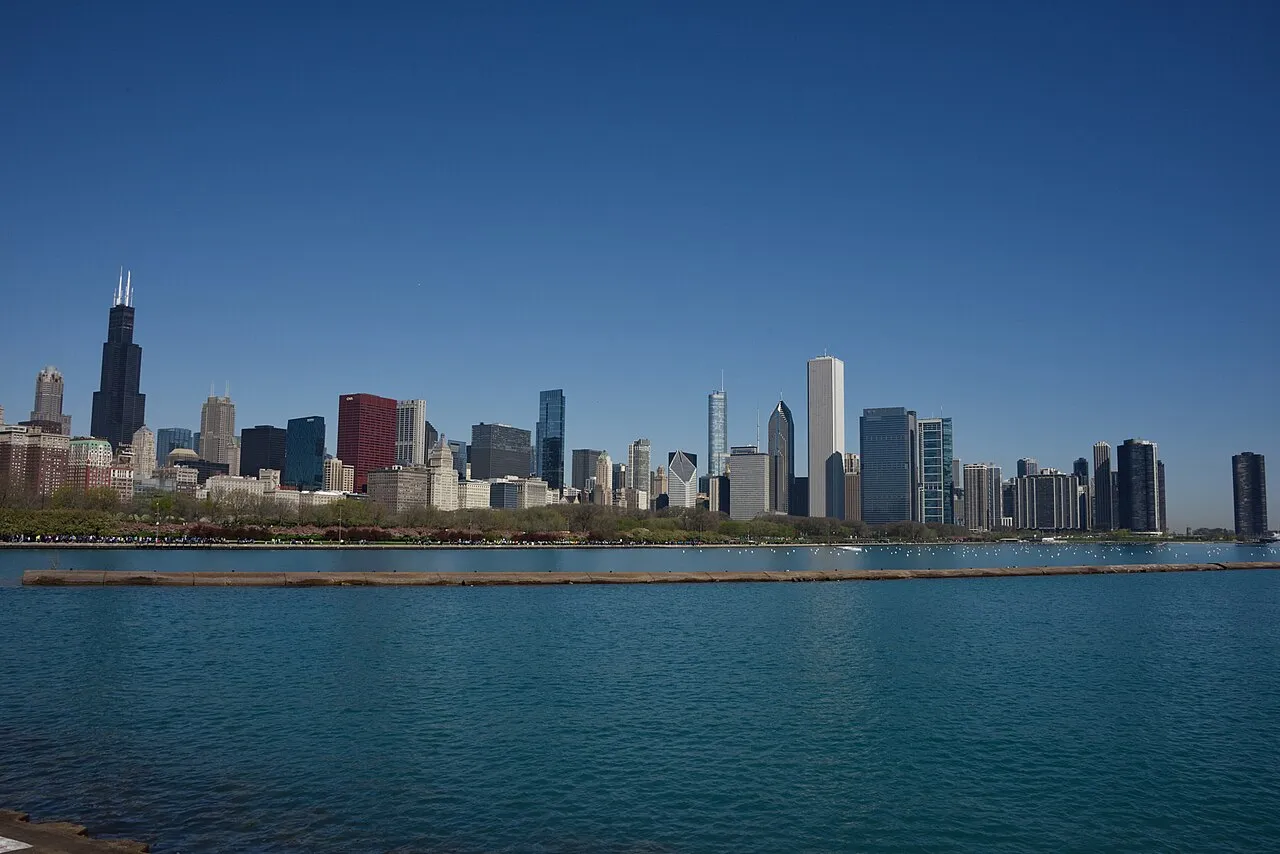 A view of the Chicago skyline from Lake Michigan