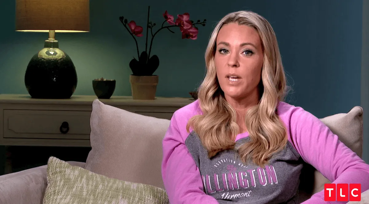 Screenshot of Kate Gosseline sitting on a couch in 'Kate Plus 8'