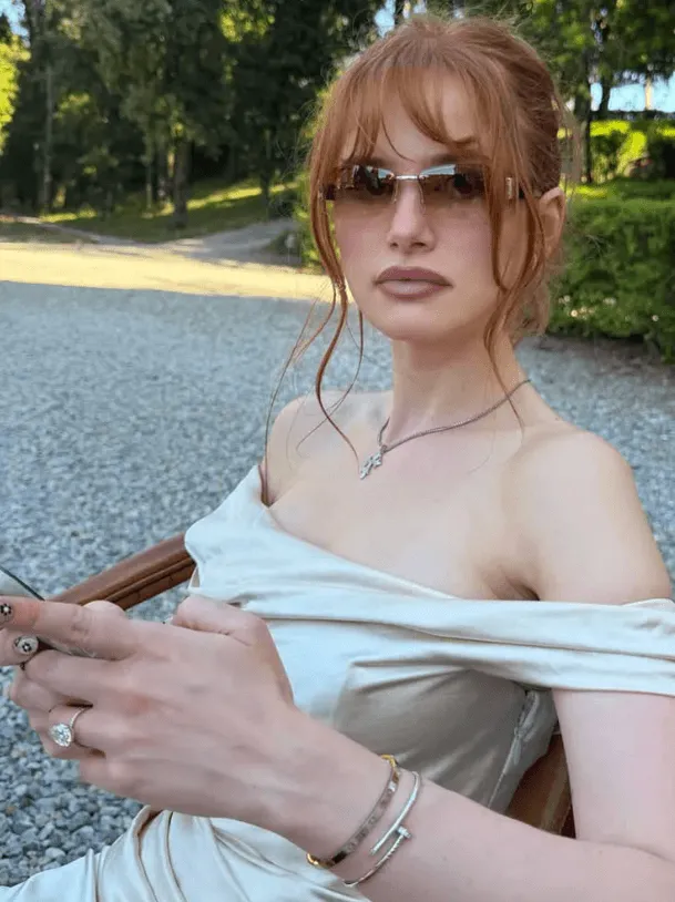 Photo of Madelaine Petsch wearing what is thought to be engagement ring from Tyga