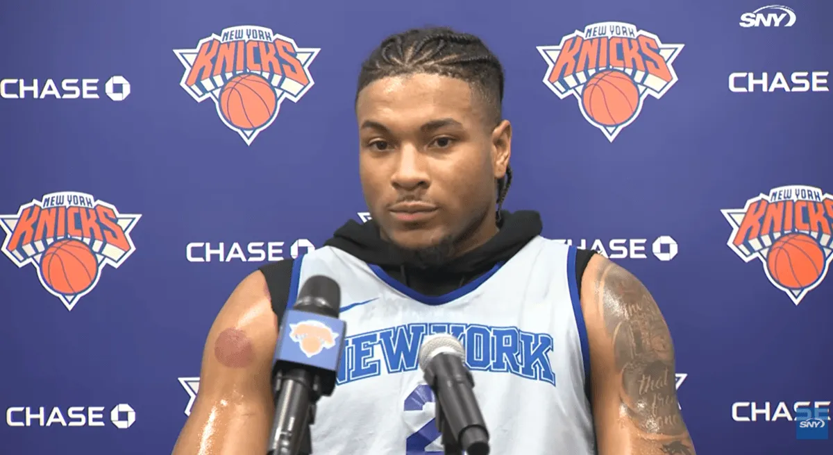 Screenshot from Miles McBride press conference