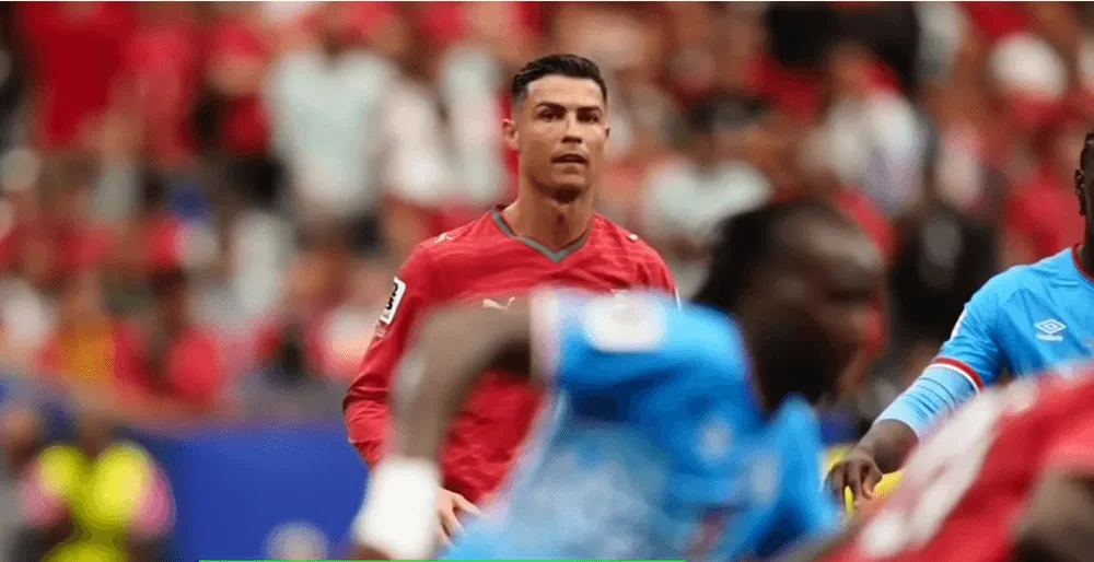 Screenshot of Cristiano Ronaldo during World Cup Group K match between Portugal vs. Congo DR
