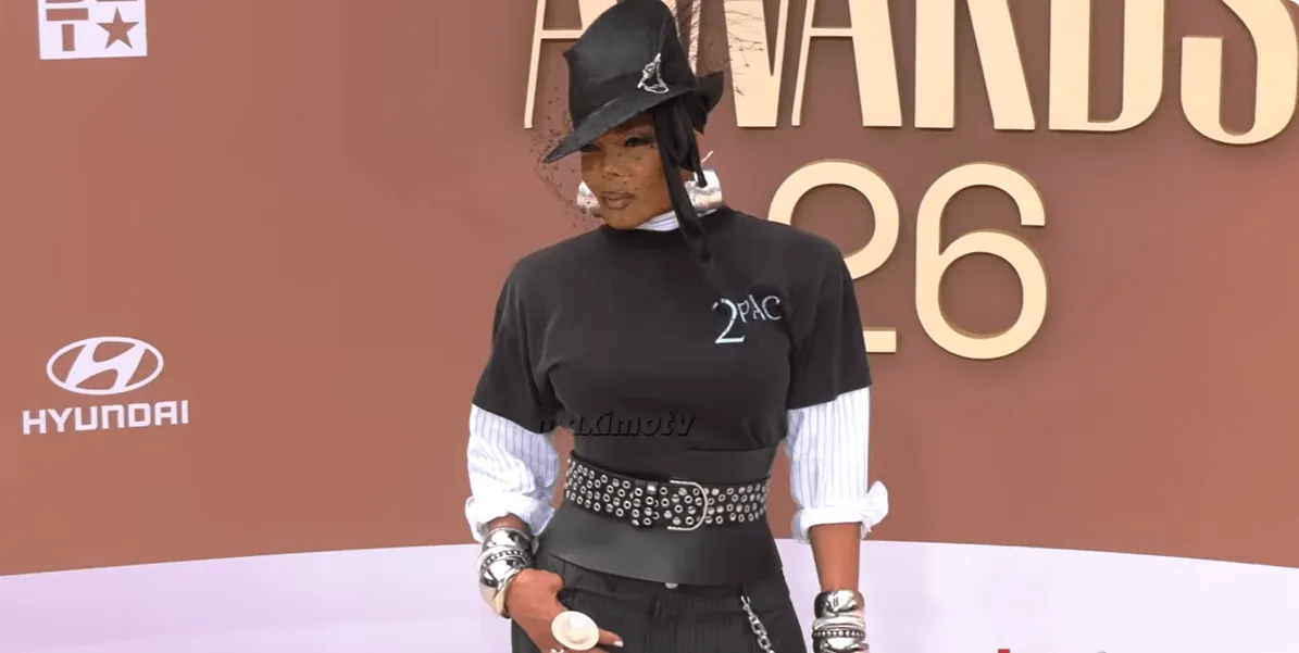 Screenshot of Janet Jackson on the red carpet at the BET Awards