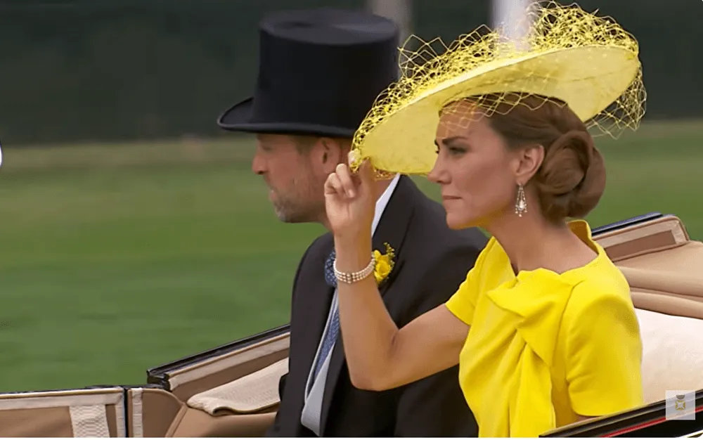 Screenshot of Kate Middleton in carriage at Royal Ascot