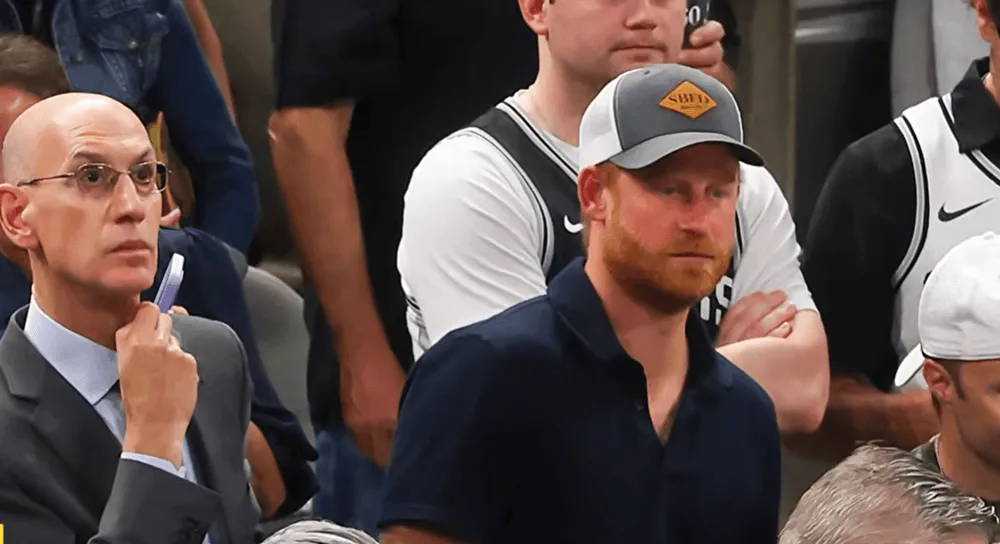 Screenshot of Prince Harry during NBA Finals game in San Antonio