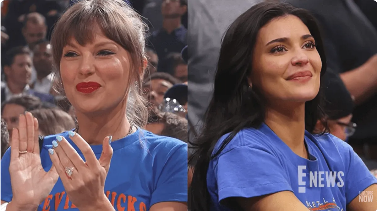 Screenshot of Taylor Swift and Kylie Jenner in attendance at New York Knicks game
