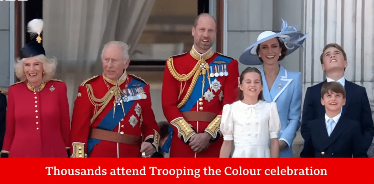 Screenshot of the royal family during 2026 Trooping the Colour