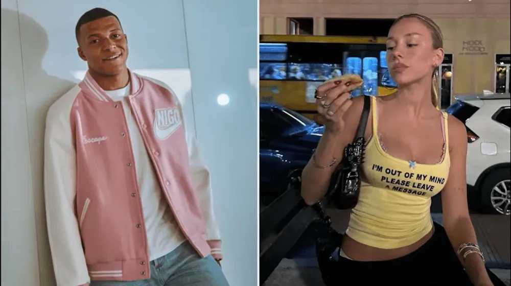Split screenshot of Kylian Mbappé and Ester Expósito
